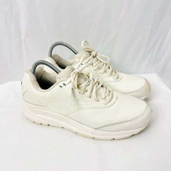 Brooks Addiction Walker 2 White Leather Shoes Womens 10 Wide - Picture 1 of 9
